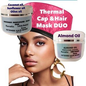 2 Hair Masks and Thermal Warmer cap TRIO